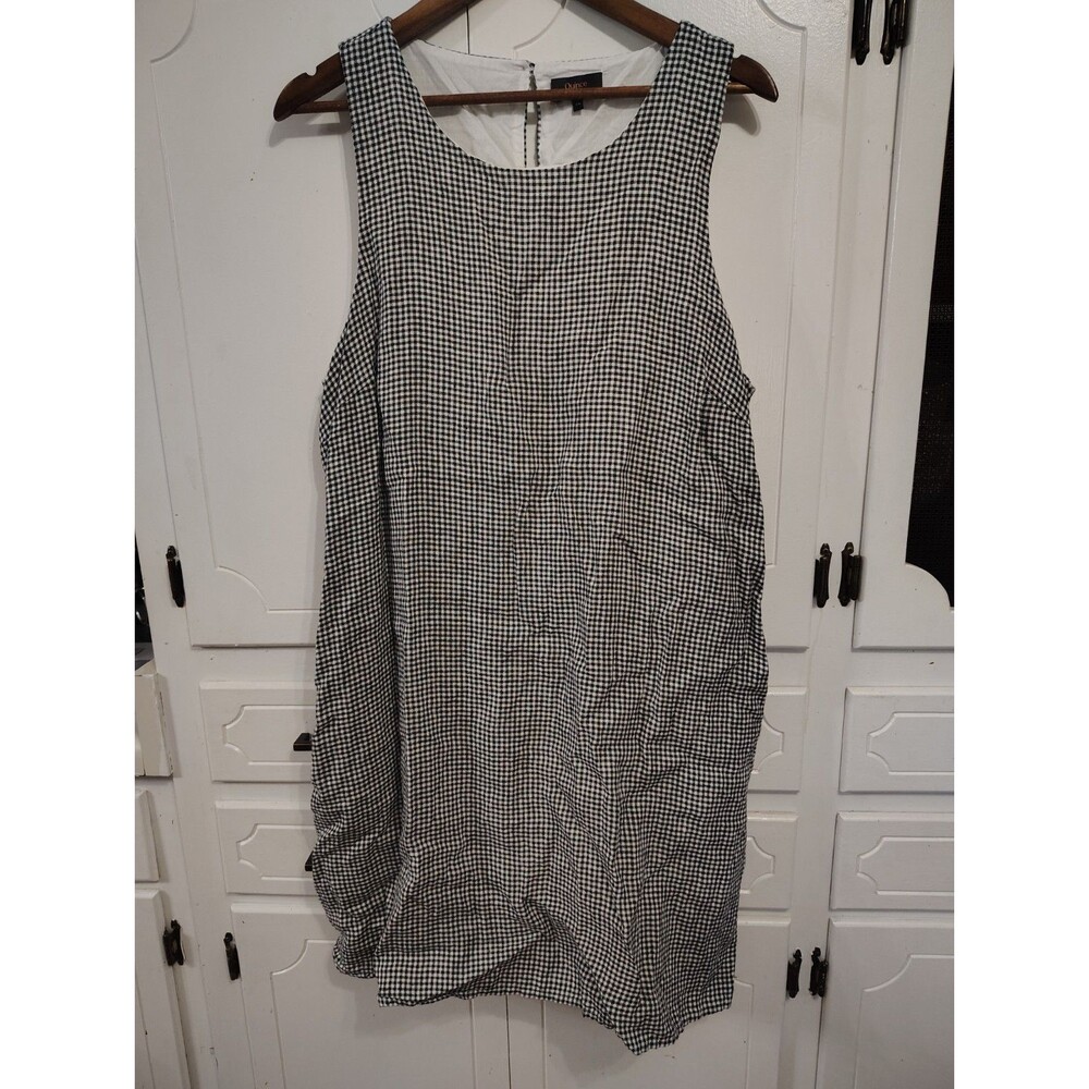 Quince 100% Linen Sleeveless  Black White Gingham Dress Womens XLARGE
